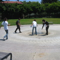 kids play in the fountain