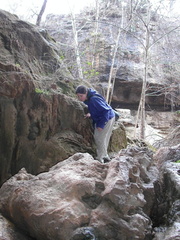 Clare enters Sex Cave